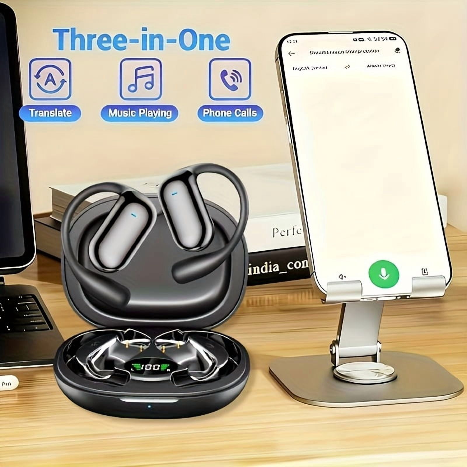 Real-Time AI Translation Earbuds 144 Languages, Live Interpreter & Meeting Notes, Noise Cancelling Wireless Headphones with Mic, Pure Sound, Rechargeable LED