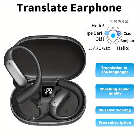 Real-Time AI Translation Earbuds, a 3-In-1 Device with Wireless 5.4, Capable of Translating 156 Languages for Both Ios And Android, Ideal for Travel, Business, And Learning