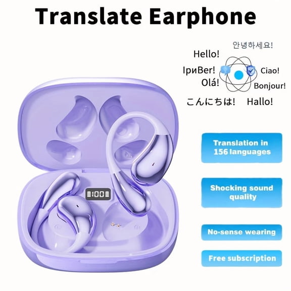 Real-Time AI Translation Earbuds, a 3-In-1 Device with Wireless 5.4, Capable of Translating 156 Languages for Both Ios And Android, Ideal for Travel, Business, And Learning