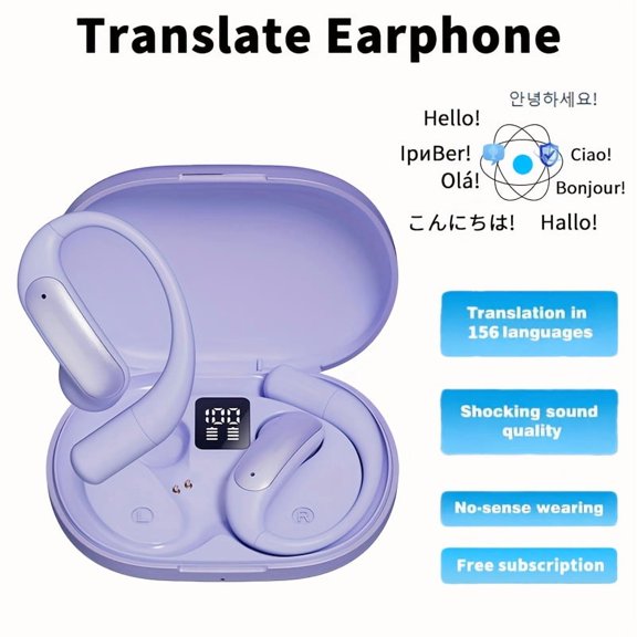 Real-Time AI Translation Earbuds, a 3-In-1 Device with Wireless 5.4, Capable of Translating 156 Languages for Both Ios And Android, Ideal for Travel, Business, And Learning