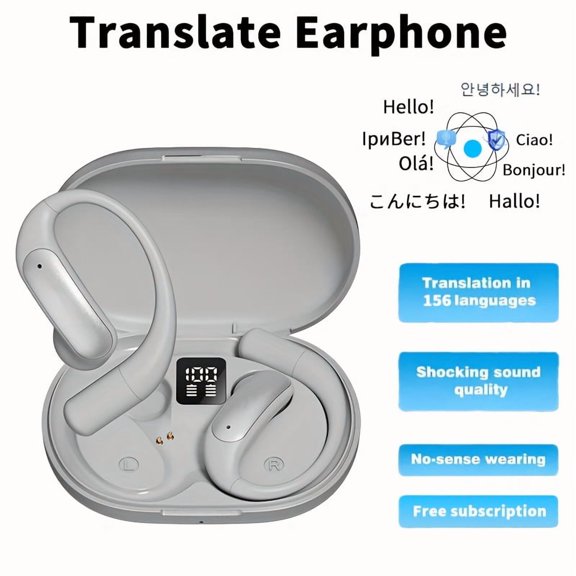 Real-Time AI Translation Earbuds, a 3-In-1 Device with Wireless 5.4, Capable of Translating 156 Languages for Both Ios And , Ideal for Travel, Business, And Learning