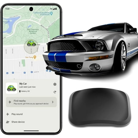 Real-Time Mini GPS Vehicle Tracker - Waterproof Magnetic Design - No Monthly Fees - Android-Compatible Hidden Car Tracker with Global Coverage - Works Seamlessly with Google Find My Device