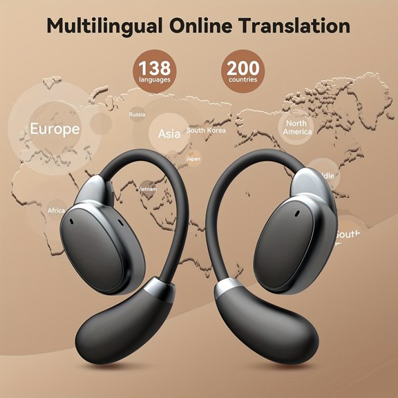 Real-Time Translation Headset Supports 150 Languages AI Dual Mics HiFi Sound Compatible with iOS & Android for Business Meetings Travel