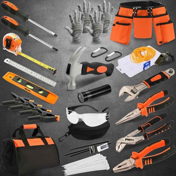 Real Tool Set, Hand Tools Kit for DIY Building and Woodworking, Come with Tool Belt & Bag