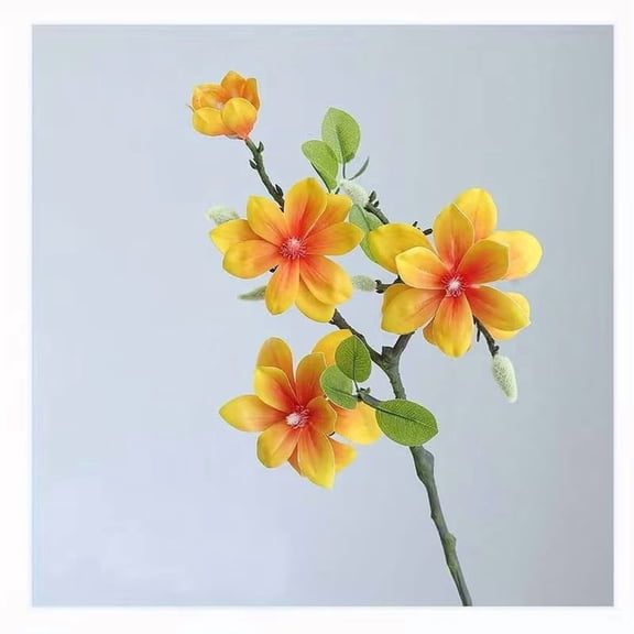 Real Touch Artificial Magnolia Flower Bouquet - 2 Pieces for Home and Wedding Decoration
