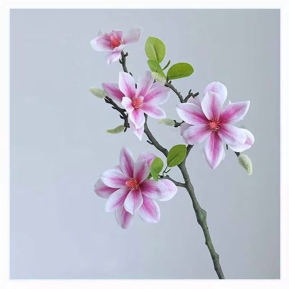 Real Touch Artificial Magnolia Flower Bouquet - 2 Pieces for Home and Wedding Decoration