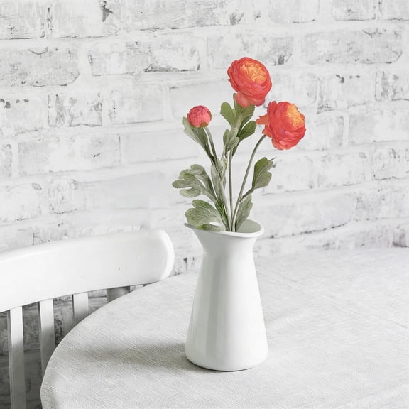 Real Touch Artificial Ranunculus Flowers Blush Silk Persian Buttercup with Realistic Foliage Long Stem Faux Peony Ranunculus for Wedding Bouquets Bridal Shower Centerpieces Mother's Day Gifts