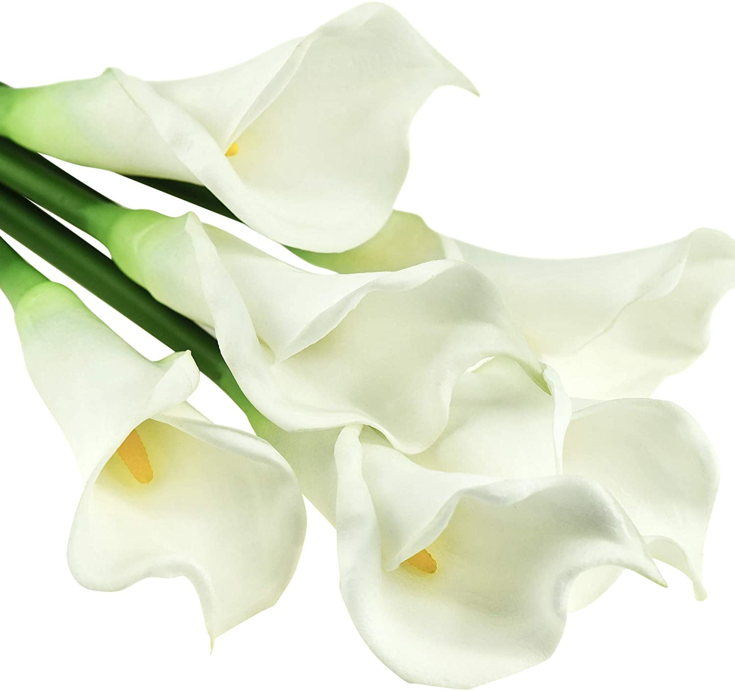 Real Touch Calla Lily Artificial Flowers, Wedding Bridal Floral Arrangements (25'' 6 Long Stems, Spring White)