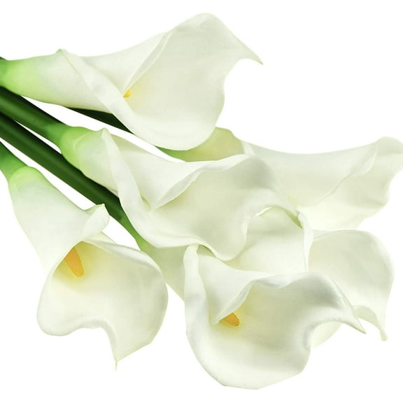 Real Touch Calla Lily Artificial Flowers, Wedding Bridal Floral Arrangements (25'' 6 Long Stems, Spring White)