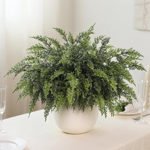 Real Touch Christmas Cedar Branches-18 Inches, Artificial Cedar Faux Greenery Plants Stem Fake Pine Picks for Vase Crafts Garland Wreath Xmas Indoor Outdoor Decor (24 Pcs)