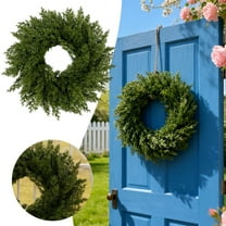 Real Touch Christmas Wreath Artificial Norfolk Pine & Cedar Greenery for Front Door, Winter Holiday Decor Indoor Outdoor Use, Full Green Pine Wreath for Home Wall and Window Decorations