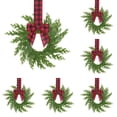 thumbnail image 1 of Real Touch Christmas Wreath - Artificial Norfolk Pine Cedar Wreath with Bow for Front Door Indoor Outdoor Holiday Decor, 5pcs, 1 of 5