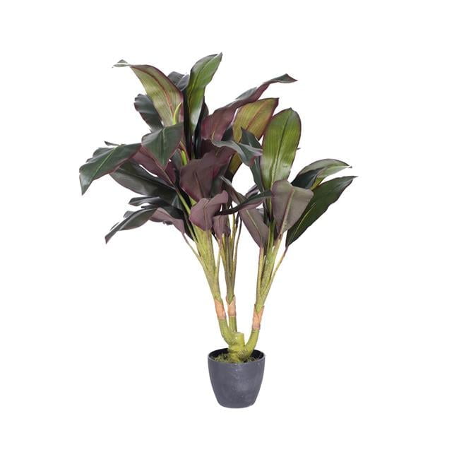 30'' Green and Purple Faux Dracaena Plant in Round Pot