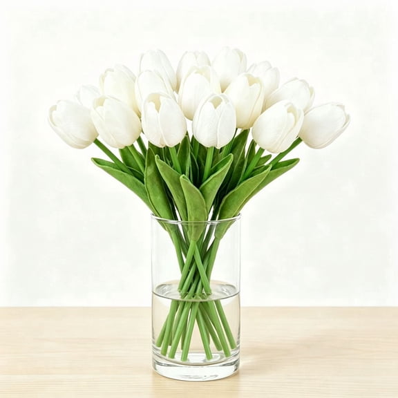 Real Touch Fake Tulips 24Pcs PU Flower Arrangement Bouquets for Home Party Decor