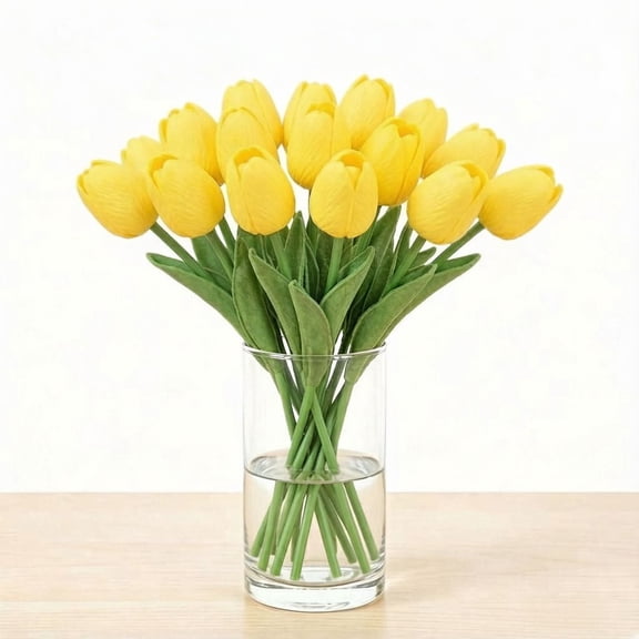 Real Touch Fake Tulips 24Pcs PU Flower Arrangement Bouquets for Home Party Decor