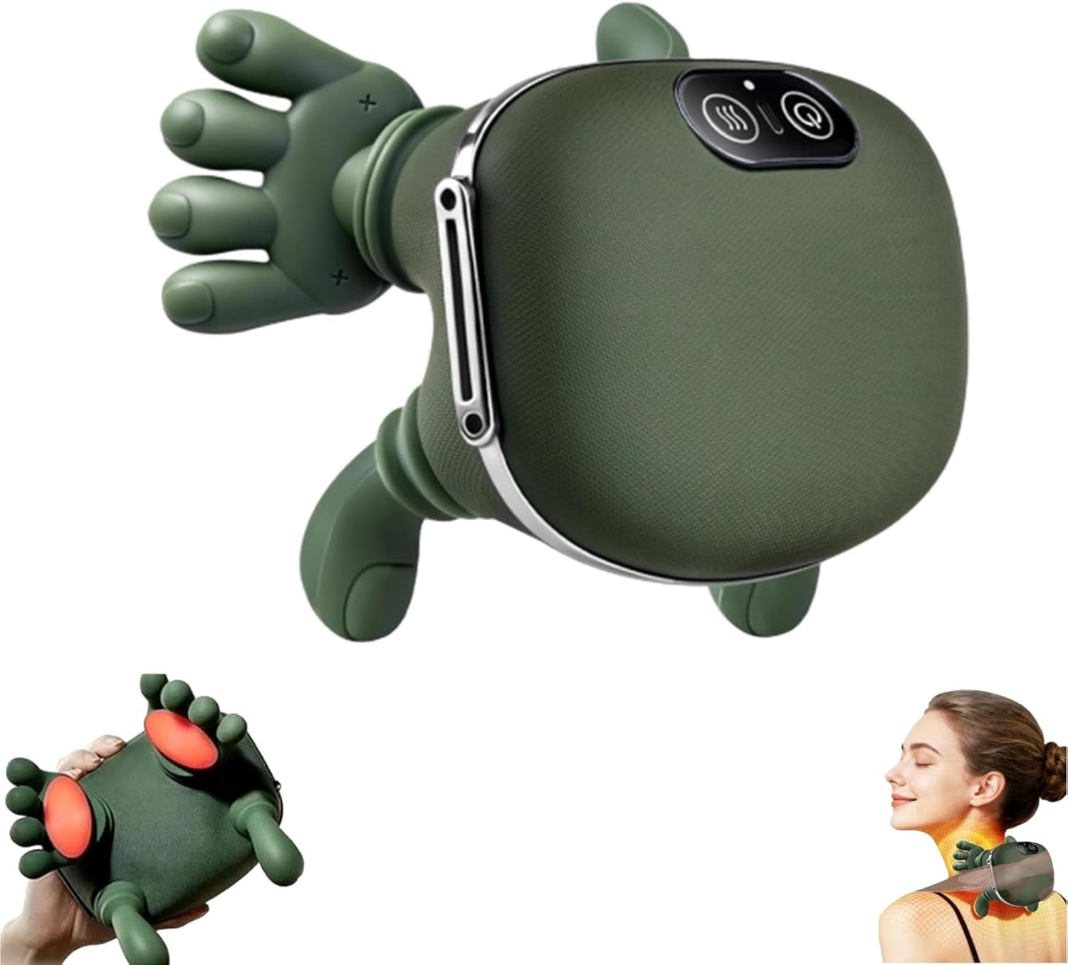Real Touch Heat Massage, 2026 New Professional Neck and Shoulder Massager, Adjustable Straps for Drop Protection, Applicable to Back, Arms, Legs