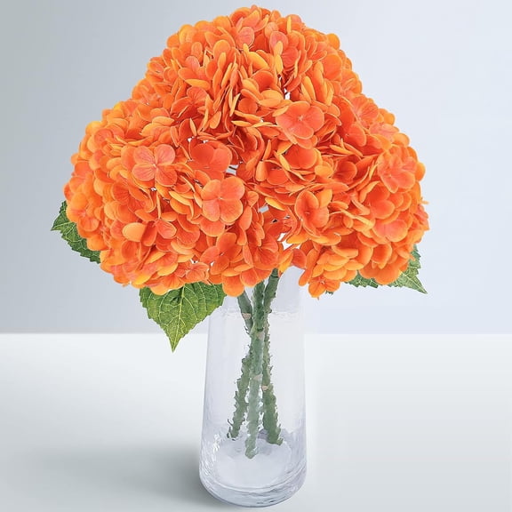 Real Touch Hydrangea Artificial Flowers with Long Stem & Leaves, Full Latex Faux Hydrangea Flowers for Home Decor Party Floral Arrangements Wedding Bouquets Centerpieces(Pink, 3Pcs)