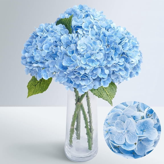 Real Touch Hydrangea Artificial Flowers with Long Stem & Leaves, Full Latex Faux Hydrangea Flowers for Home Decor Party Floral Arrangements Wedding Bouquets Centerpieces(Pink, 3Pcs)