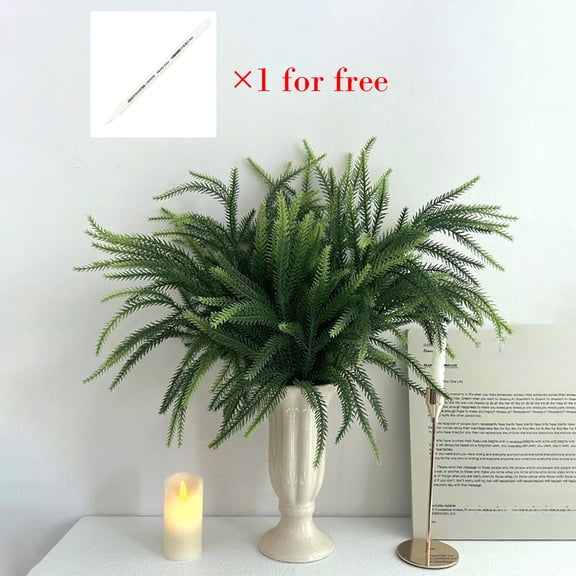 Real Touch Norfolk Pine Branch - 17.71 Inch Artificial Christmas Green Plants Branches Faux Greenery Stem Fake Pine Picks for DIY Crafts Garland Wreath Xmas Indoor Outdoor Home Decor