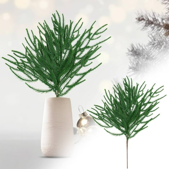 Real Touch Norfolk Pine Branch 18 Inch Artificial Green Pine Stem - Real Touch Christmas Greenery Pines Branches for DIY Flower Arrangement Home Indoor Christmas Decor