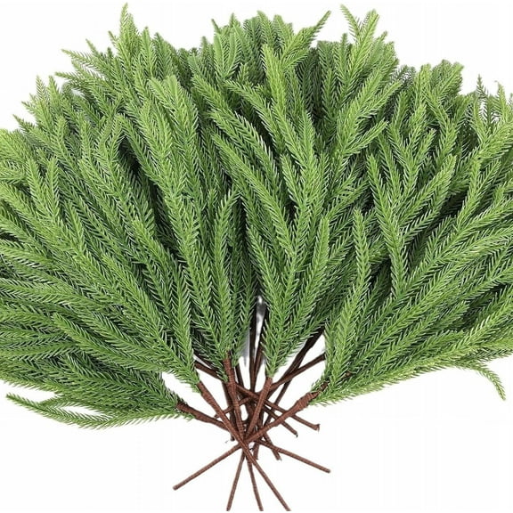 Real Touch Norfolk Pine Branch, Christmas Decorations Indoor Outdoor, Faux Greenery Stem Fake Cedar Pine Picks for Vase DIY Crafts, Artificial Plants Branches for Xmas Garland Home Decor 10 PCS