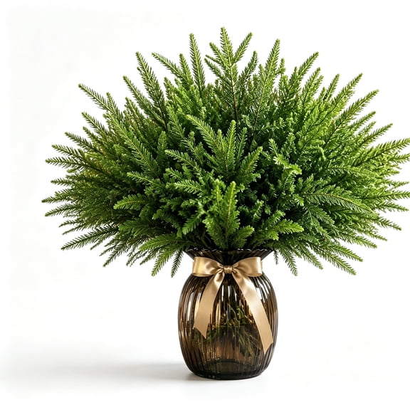 Real Touch Norfolk Pine Branches Tutuviw 24 Pcs 14.9" Christmas Artificial Norfolk Pine Stems Fake Greenery Stems Faux Evergreen Pine Picks for DIY Crafts Xmas Garland Wreath Indoor Outdoor Decor