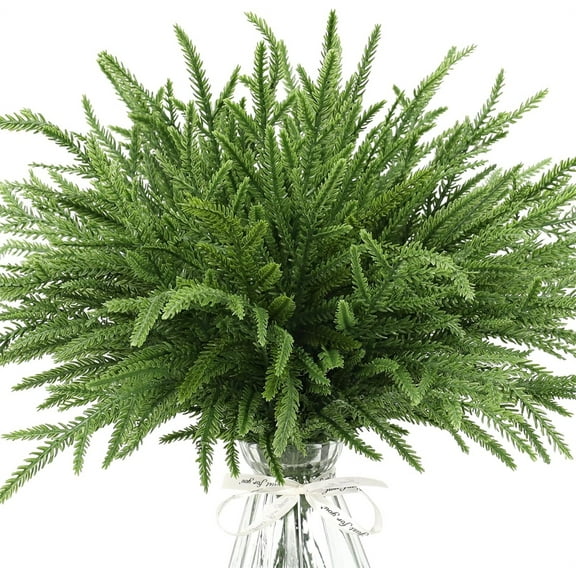 Real Touch Norfolk Pine Branches Tutuviw 24 Pcs 14.9" Christmas Artificial Norfolk Pine Stems Fake Greenery Stems Faux Evergreen Pine Picks for DIY Crafts Xmas Garland Wreath Indoor Outdoor Decor
