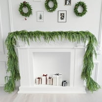 Real Touch Norfolk Pine Christmas Garland, Winter Greenery Garland for Christmas, Holiday Seasonal Outdoor/Indoor Home Decor 106in