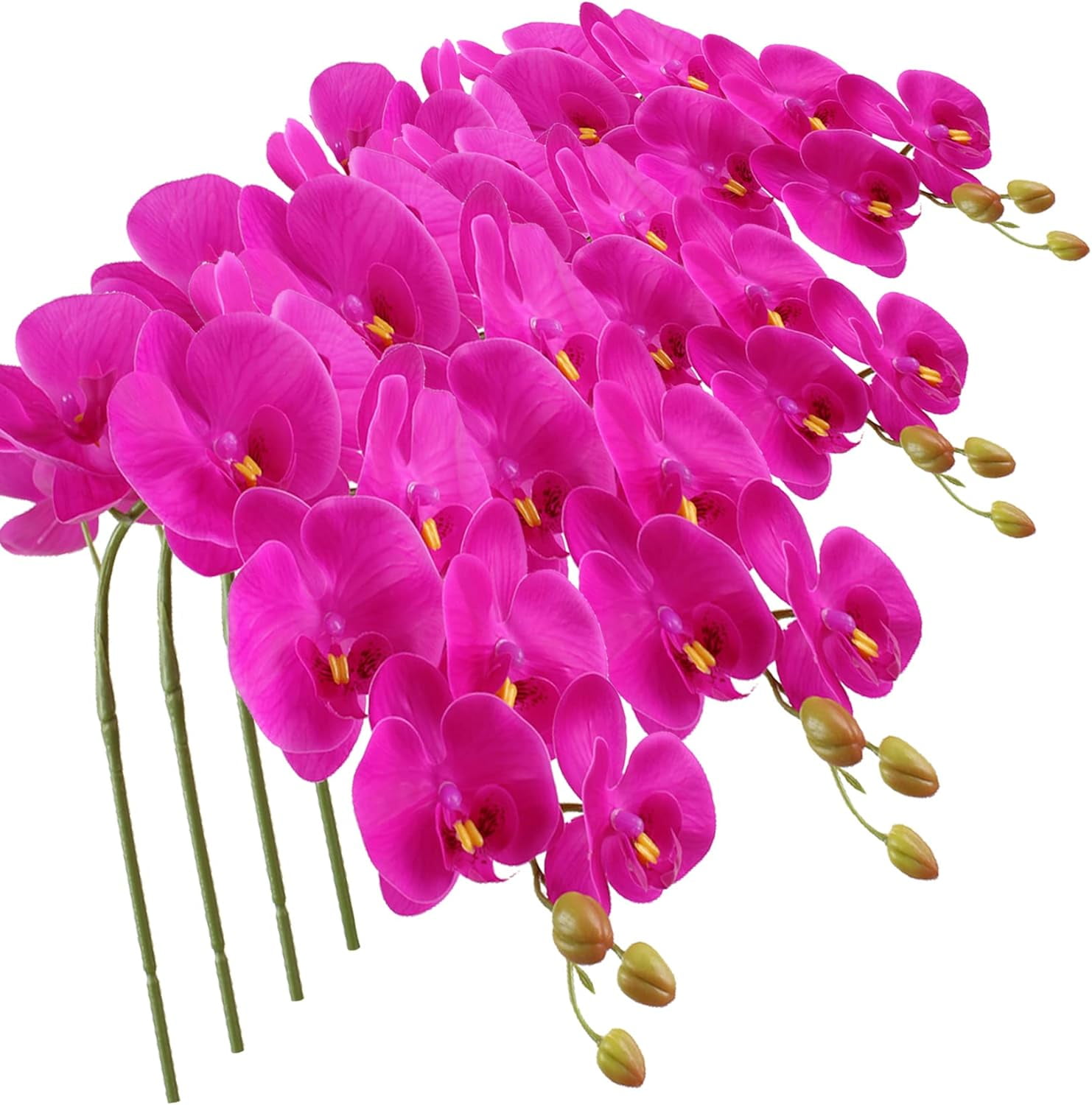 Real Touch Purple Orchid Plants - 4 Pcs Artificial Phalaenopsis Flowers 42 Stem Perfect Home Decor