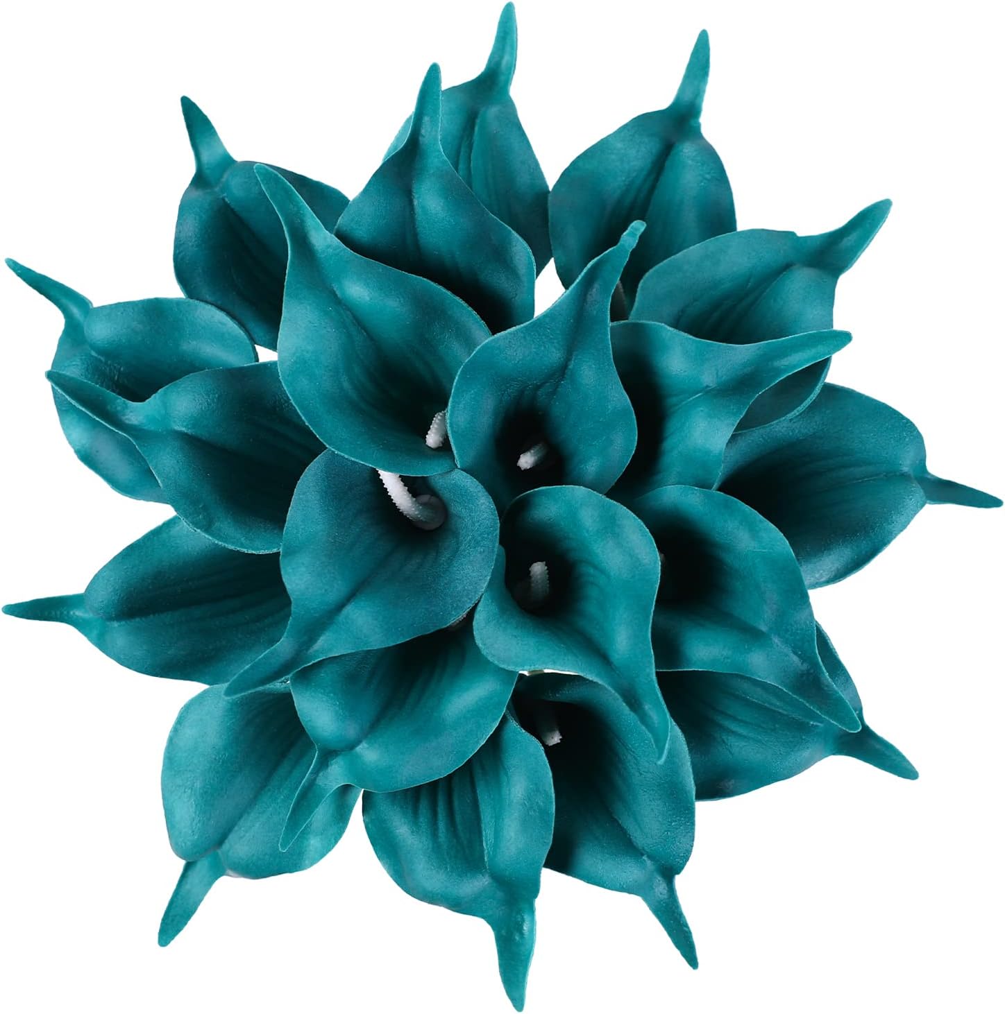 Real Touch Teal Calla Lily Bouquet 20pcs Artificial Fake Flowers for