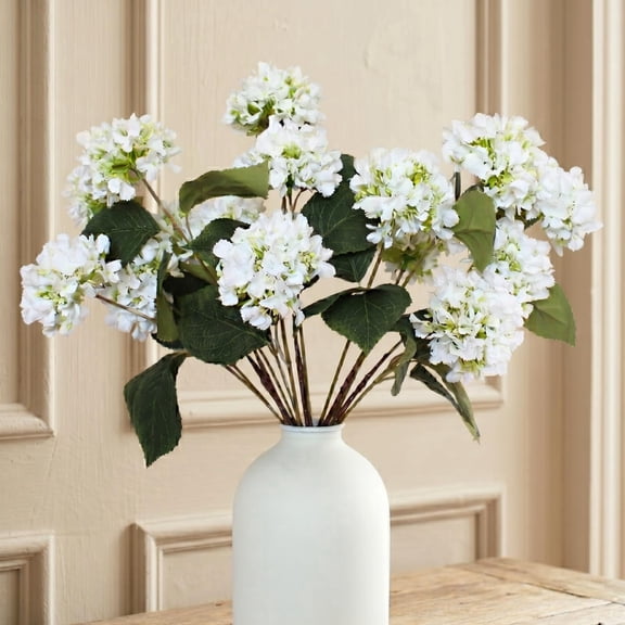 Small Faux Hydrangea Flowers 5 Stems (15 Heads) For Table Decor | Real Touch Hydrangea Flowers Artificial with Stems, Silk Floral Bouquet,(Vase Not Included)