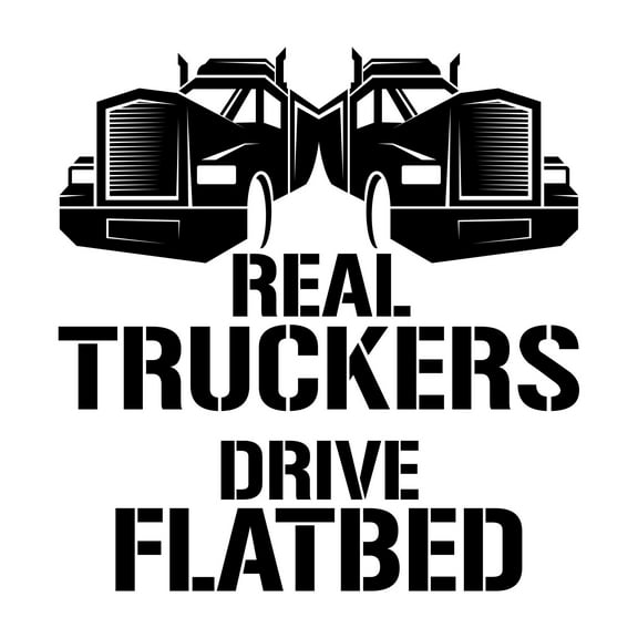 Real Truckers Drive Flatbed Trucker Quote Truck Lovers Silhouette Vinyl Decal Wall Art Sticker Designs Vinyl Stickers For Home House Walls Rooms Windows Bedroom Decoration Size (12x12 inch)