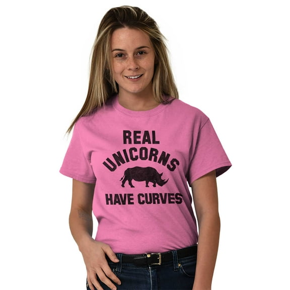 Real Unicorns Have Curves Rhinoceros Women's Plus Size Graphic Tee Brisco Brands 3X