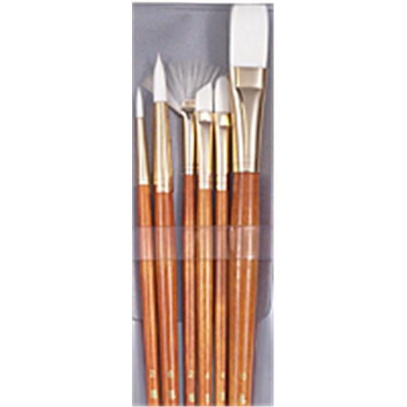 Real Value Long Handle Set, Synthetic White Taklon - Set Of 6