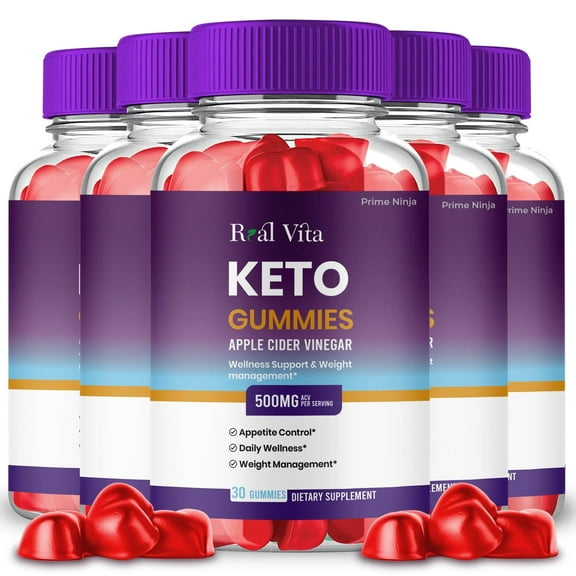 Real Vita Keto ACV Gummies, Max Strength Formula with Apple Cider Vinegar for Men and Women 5-month Supply (5 Pack)