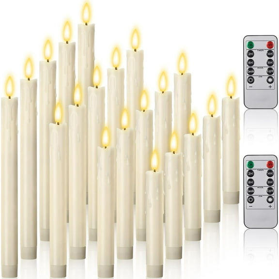 Real Wax Flameless Taper Candles with Remote Timer, 10 Inch Battery Operated Window Candles - 3D Wick Flickering LED Taper Candles for Christmas Windows & Home Decor