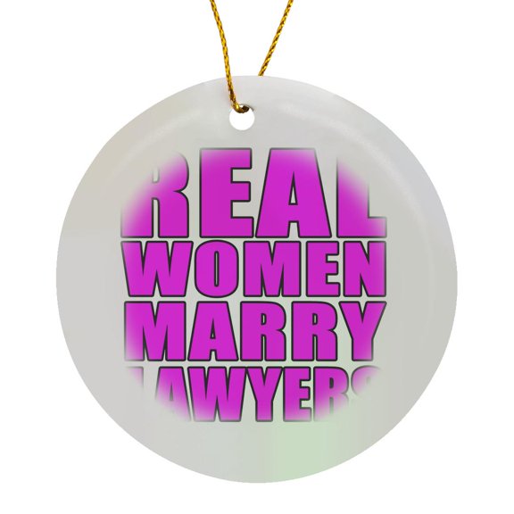 3drose, Real Women Marry Lawyers Pink, Circle Porcelain Ornament