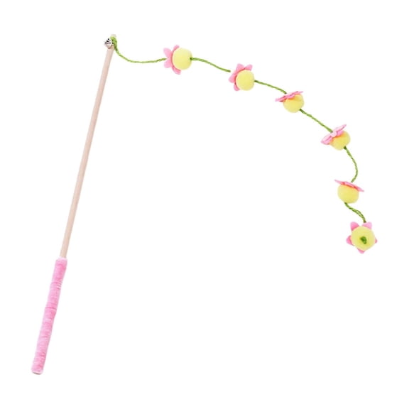 Real Wood Cat Teaser, Long Handle Feather Wand, Interactive Fishing Pole Toy, Bell Chase Exercise Stick, Scratch Resistant Cat Toy, Indoor Hunting Play Accessory
