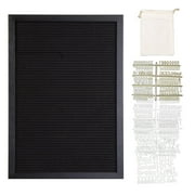 Real Wood Framed Felt Letter Board, Changeable Message Board, 12" x 17", Folding Stand and Wall Mount, 500+ Pieces of White & Gold Letters, Numbers &Words, by Better Office Products (Black/Black)