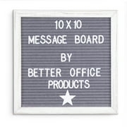 Real Wood Framed Felt Letter Board, Changeable Message Board, 10" x 10", Folding Stand and Wall Mount, 500+ Pieces of White & Gold Letters, Numbers, Words & Symbols, by Better Office Products