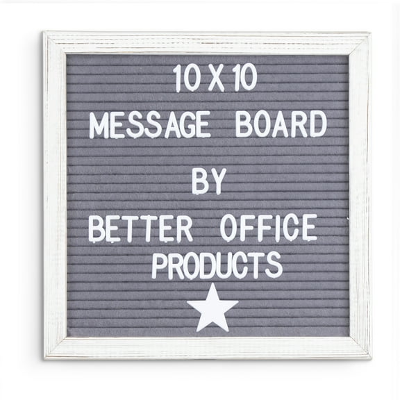Real Wood Framed Felt Letter Board, Changeable Message Board, 10" x 10", Folding Stand and Wall Mount, 500+ Pieces of White & Gold Letters, Numbers, Words & Symbols, by Better Office Products