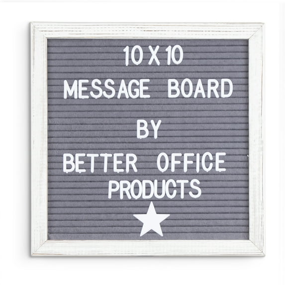 Real Wood Framed Felt Letter Board, Changeable Message Board, 10" x 10", Folding Stand and Wall Mount, 500+ Pieces of White & Gold Letters, Numbers, Words & Symbols, by Better Office Products