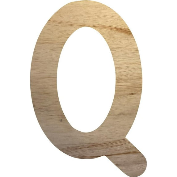 Real Wood Letter Paintable, Unpainted 12'' Large Alphabet Letter Q, DIY Craft