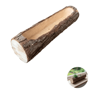Real Wood Log Planter, Simulated Tree Stump Design, Natural Rustic Wooden Trough for Succulent Flower Pots, Unique Home Decor Accent, Aesthetic Bonsai Container