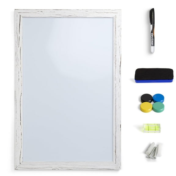 Real Wooden Framed Magnetic Dry Erase Whiteboard, 24" X 36", Vertical/Horizontal Wall Mount, Includes Black Marker, Eraser and 4 Magnets, by Better Office Products (Solid Black)