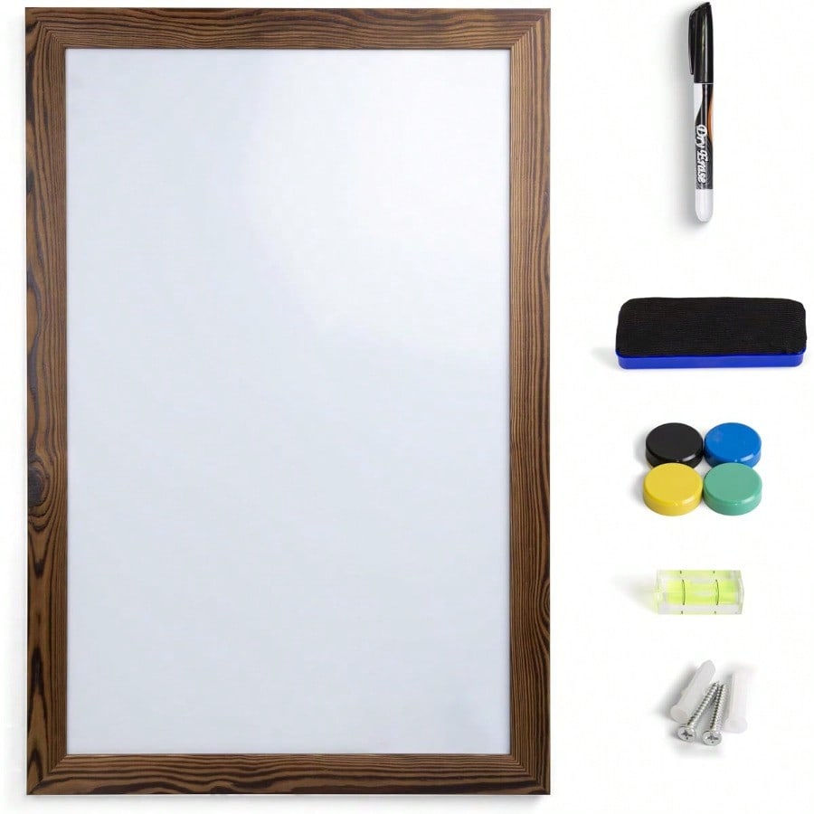 Rustic Whiteboard Real Wooden Framed Magnetic Dry Erase Whiteboard 24 X 36 Vertical ...