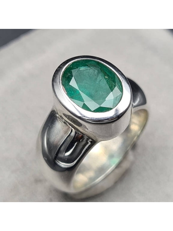 Real emerald stone rings Dark green mens emerald ring Solitaire Mens Emerald stone band Real emerald Afghanistan emerald ring Mens emeralds