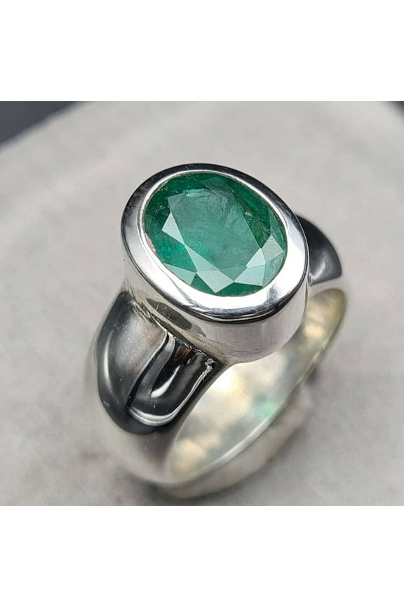 Real emerald stone rings Dark green mens emerald ring Solitaire Mens Emerald stone band Real emerald Afghanistan emerald ring Mens emeralds