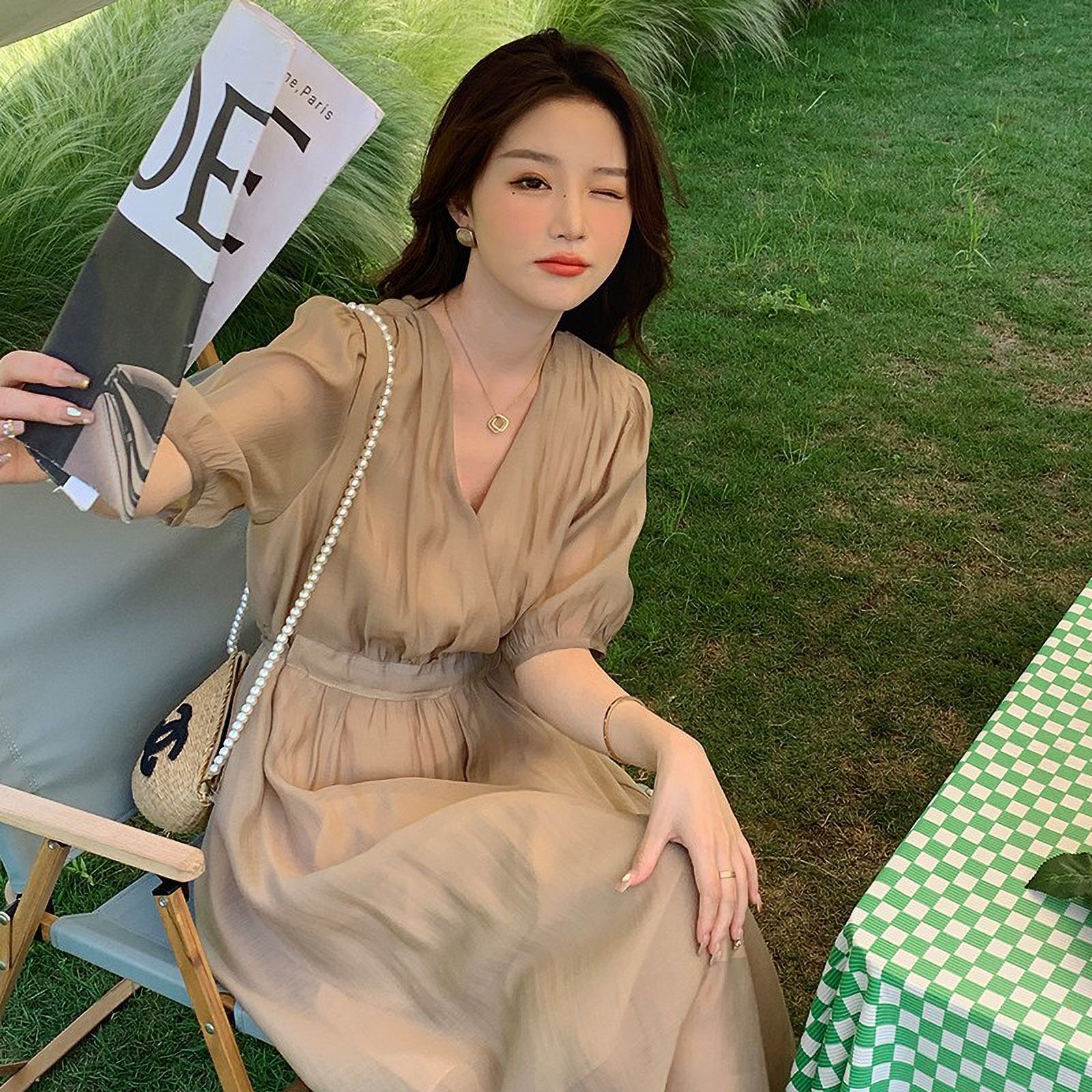 Real shot main push spring and autumn summer new Tencel dress new