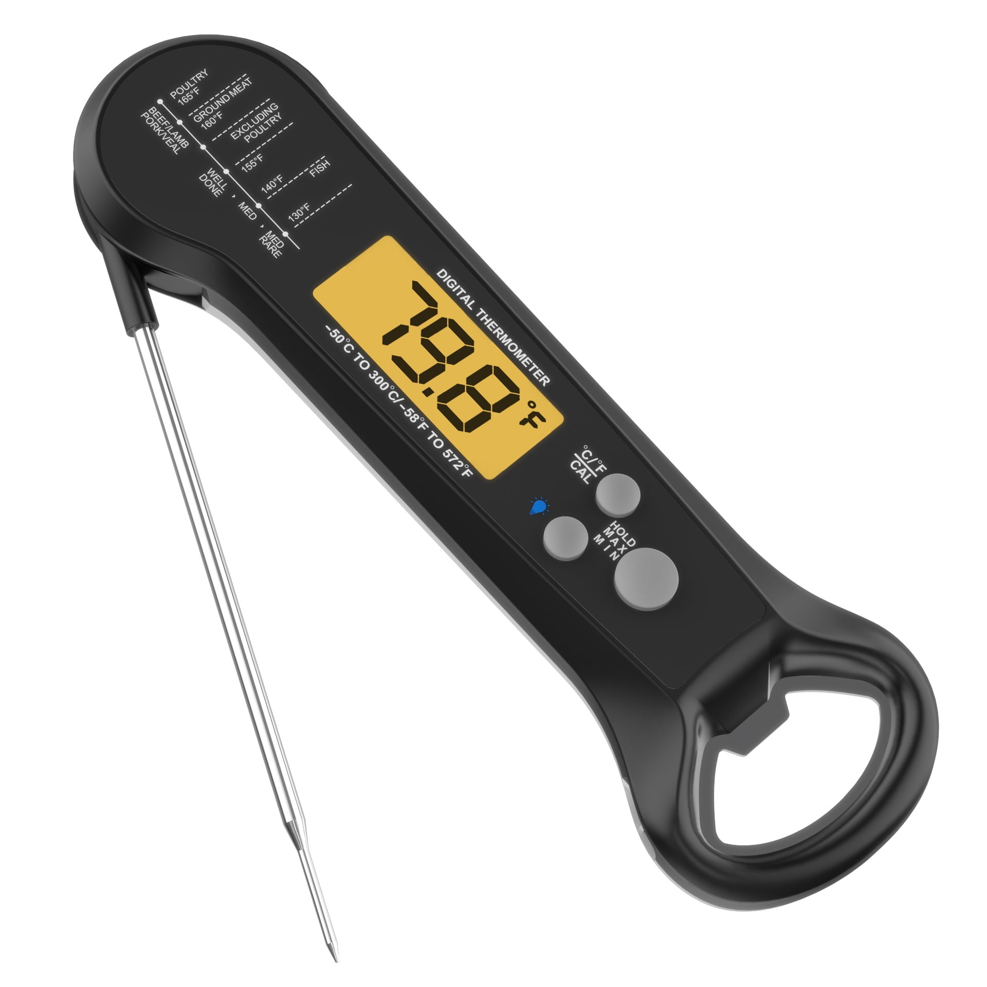 Real time reading of meat thermometer numbers , Food Thermometer for Cooking Kitchen Gadgets, Oven Grill Candy BBQ Essentials Accessories, Gifts for Him Dad Men